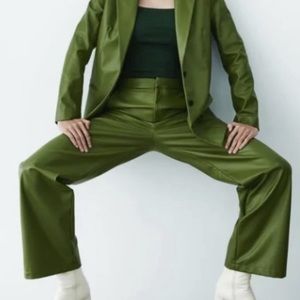 Green Zara Faux Leather Pants
